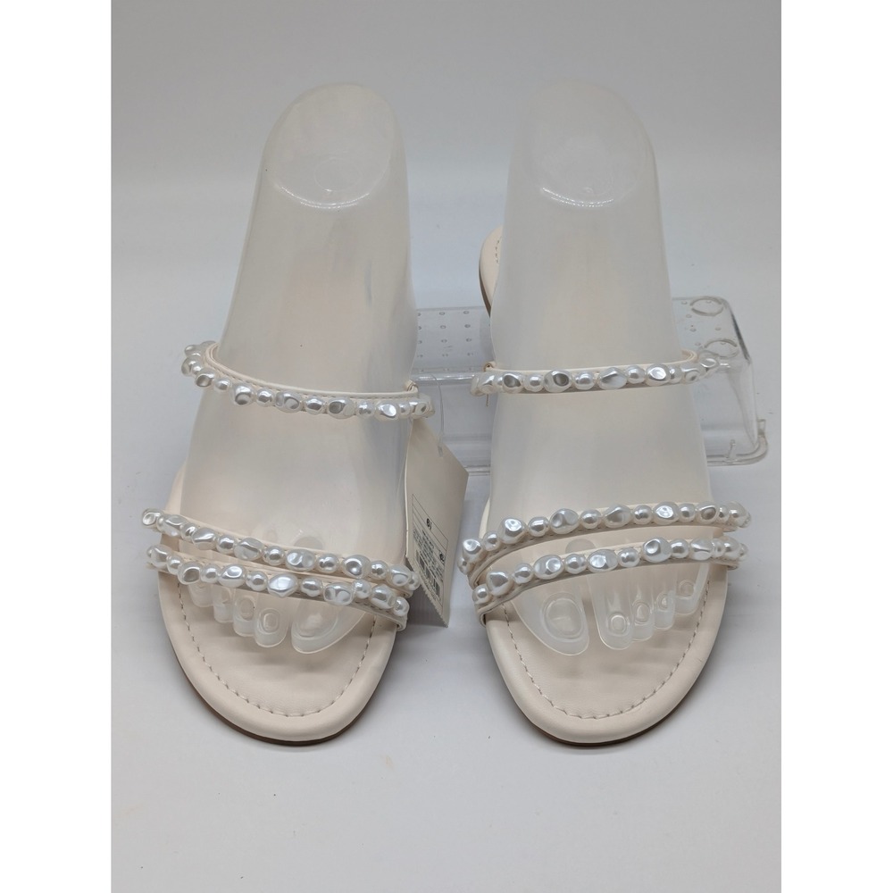 A New Day Aida Pearl Embellished Slide Sandals Ivory Size 6.5 NWT Dressy Flat